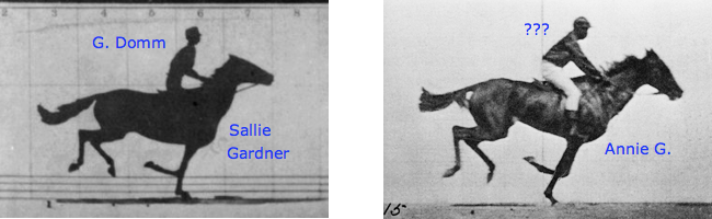 'Sallie Gardner at a Gallop' and 'Annie G. Galloping', with names of horses and riders labeled